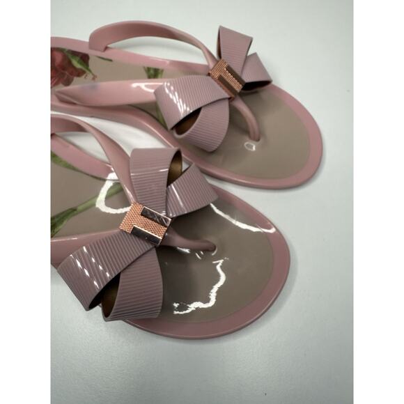 Ted Baker London Susie P Bow Sandals Womens EU 39 US 8 Pink Plastic Flip Flop - Picture 5 of 9